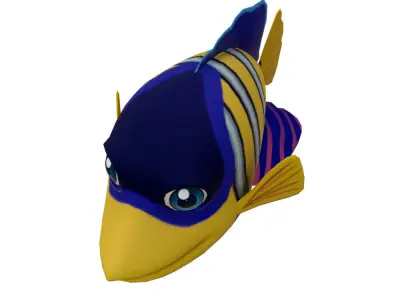 Angelfish Cartoon Animated Low-poly 3D model