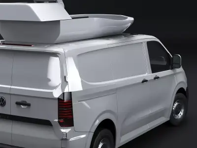 TV Satellite News Van with Roof Dish VW Transporter T7 Low-poly 3D model