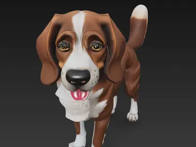 Dog Realistic 3D Model Basic - Low Poly Realistic Low-poly 3D model get