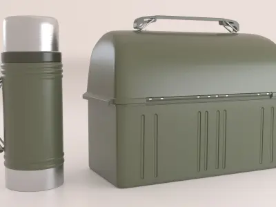 Metal Lunch Box with Thermos 3D model