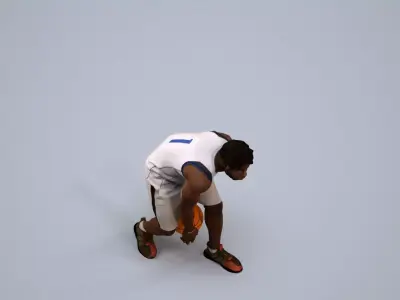 00483Aaron005 - Adult Black male crouching during exercise in 3D model