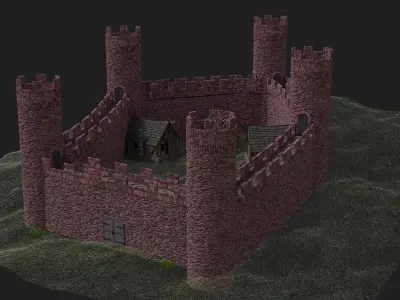 Red Castle  Low-poly 3D model
