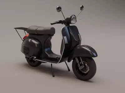Classic Vintage Scooter  Black  Retro 3D model
