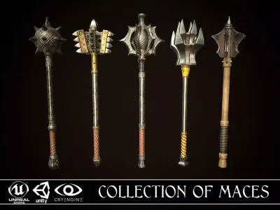 Collection of maces 3D Model Pack