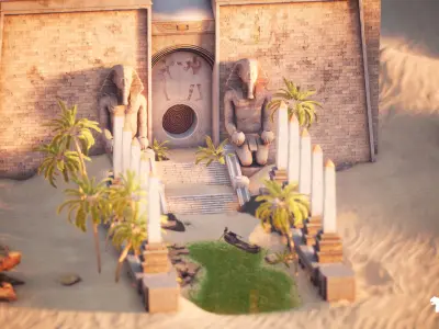 Desert Temple Environment  Low-poly 3D model