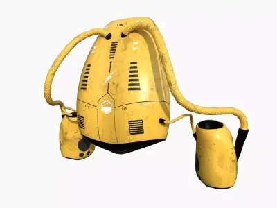 Jetpack I05 Black Yellow - SciFi Character Design Low-poly 3D model