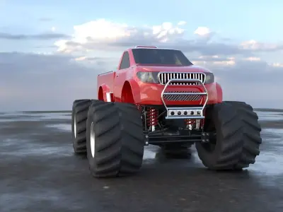 Monster Truck low poly game asset 3D model