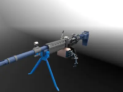 Machinegun machine gun Low-poly 3D model