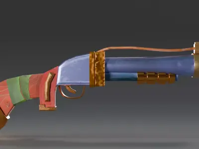 Stylized Shotgun Low Poly Game Ready Weapon Low-poly 3D model