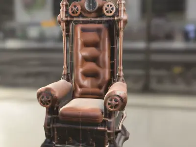 Steampunk Throne Mechanical Gear Royal Chair 3D model