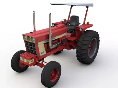 International Harvester 1468 Tractor 1972 with Canopy 3D model