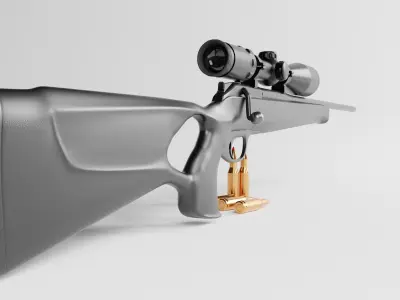 Detailed hunting rifle with scope 3D model