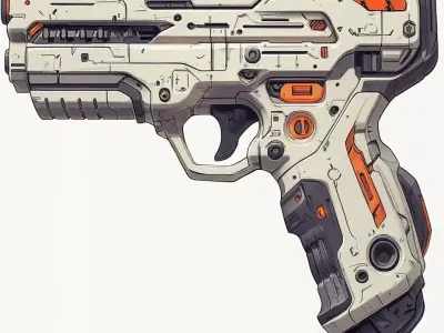 Futuristic Laser Pistol - Low Poly 3D Model for Sci-Fi Games 3D model