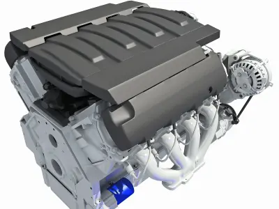 Lowpoly V8 Engine Low Poly 3D model