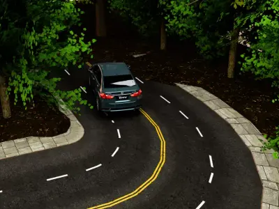 Realistic Car Road Scene Blender File 3D model 3D model