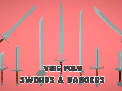 Vibe Poly - Modular Swords and Daggers Low-poly 3D model