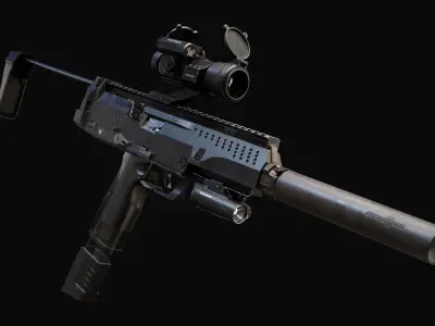 Submachine gun ST kinetics SPW  Low-poly 3D model