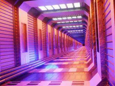 Sci-fi spaceship corridor 3D model