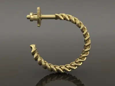 Earring Hoop Hermes Style Link Open Back 11mm Inside Diameter 3D print model