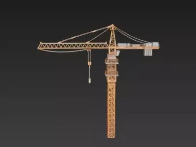 Industrial Tower Crane 3D Model - Construction Site Machinery 3D model