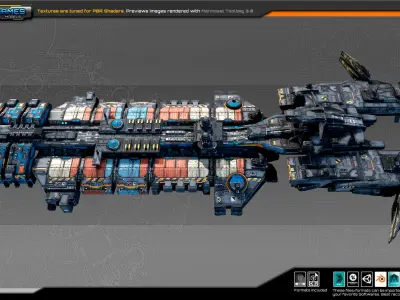 SciFi Cargoship G5 Low-poly 3D model