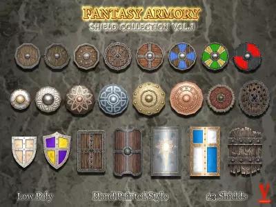 Fantasy Armory - Basic Shield Collection Vol01 Low-poly 3D model