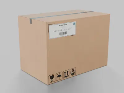Rectangular Deep Cardboard Box - Rigged and Fully Customizable Low-poly 3D model
