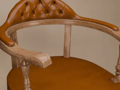 Retro Chesterfield Chair 3D Model Vintage Leather Furniture 3D model