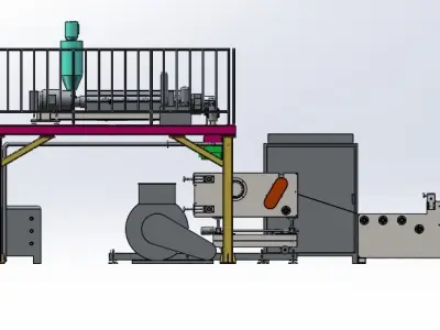 Melt spray cloth production line 3D model