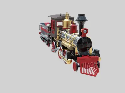 Low Poly Old Steam Train - Union Pasific Style Low-poly 3D model