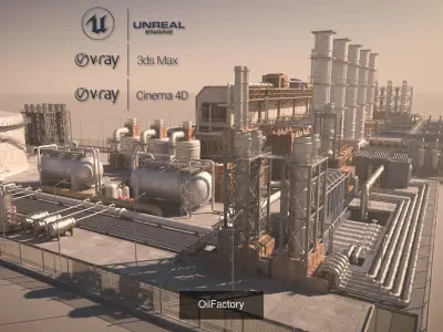 Four Factory 3D Model Pack