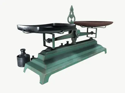 Beam balance scale Low-poly 3D model