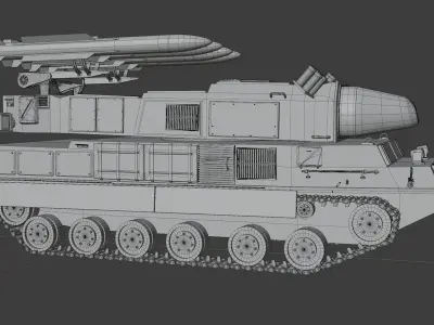 SA-11 soviet surface to air missile system Low-poly 3D model