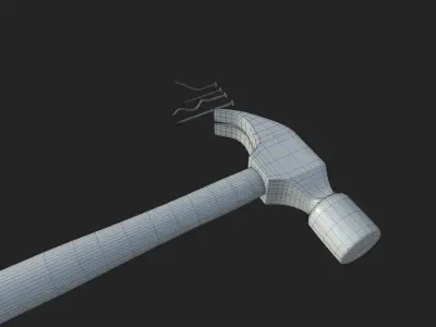 Hammer and Nails 3d Model Low-poly 3D model