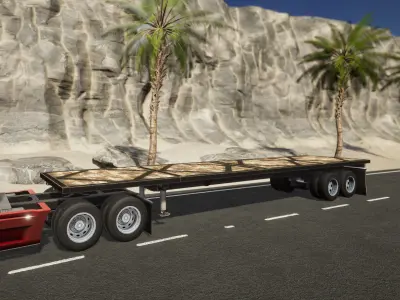 Semi Truck Trailer 08 - Flatbed v2 Low-poly 3D model