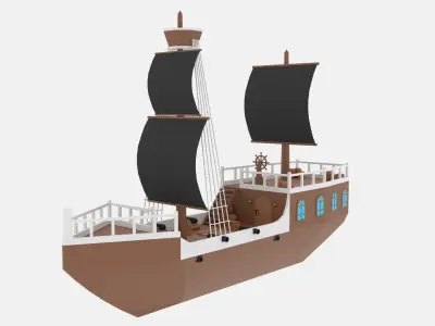Cartoon Pirate Ship Low-poly 3D model purchase