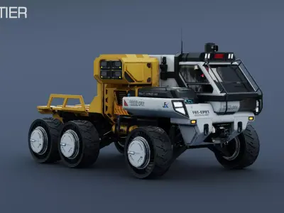 PBR-Frontier Cargo Rover 3D Model Rigged-Game Ready-Blender-FBX Low-poly 3D model