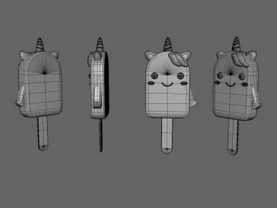 Low-Poly Unicorn Ice Cream Cute  Low-poly 3D model