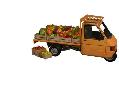 Fruit Delivery Truck 3D Model Market Pickup Cargo Vehicle 3D model