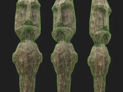 Carved Slavic Wooden Medieval Settlement Totem Statue Free low-poly 3D model