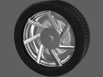 Simple Chrome Wheel 3 3D model