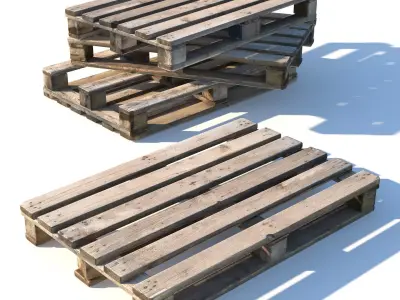 Old dirty pallet Low-poly 3D model