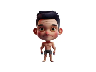 3d rendered cartoon character of a muscular man 3D model