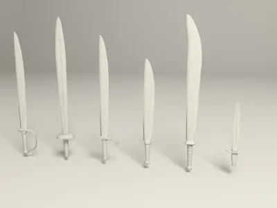 Swords five Low-poly 3D model