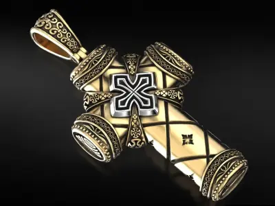 Antique pectoral cross with patterns 771 3D print model