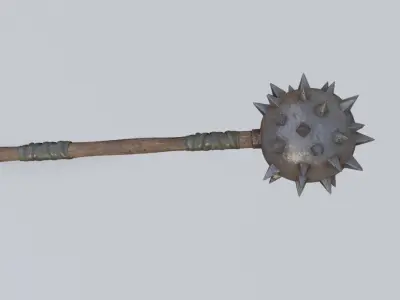 medieval Spiked Club with pbr textures Low-poly 3D model