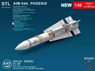 AIM-54A Phoenix - Scale 1-48 NEW 3D print model