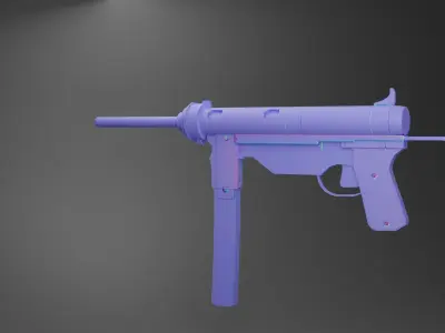 WW2 SMG Gamready Model Free low-poly 3D model