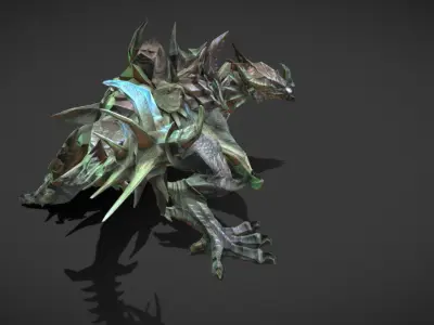 Fantasy Creature - Combat Dinosaur Low-poly 3D model