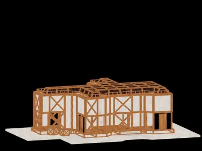 Medieval Low Poly Building Castle Wooden Village Stone House 40 Low-poly 3D model